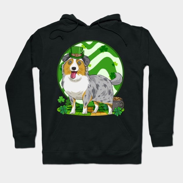 Australian Shepherd Dog St Patricks Day Leprechaun Hoodie by Noseking